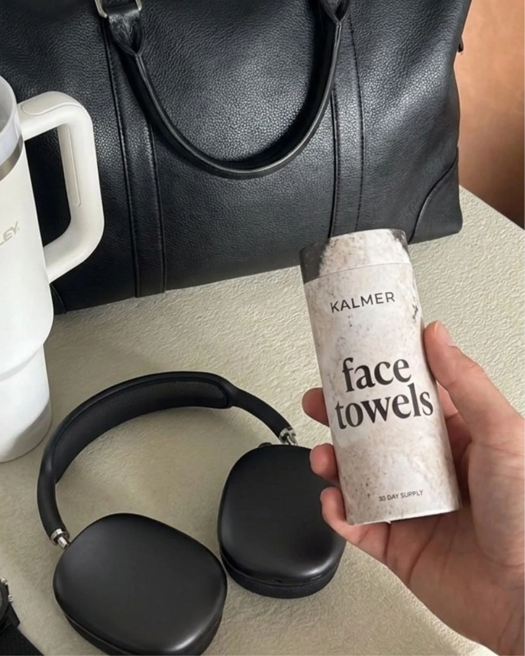 Customer photo, face towels packed for travel